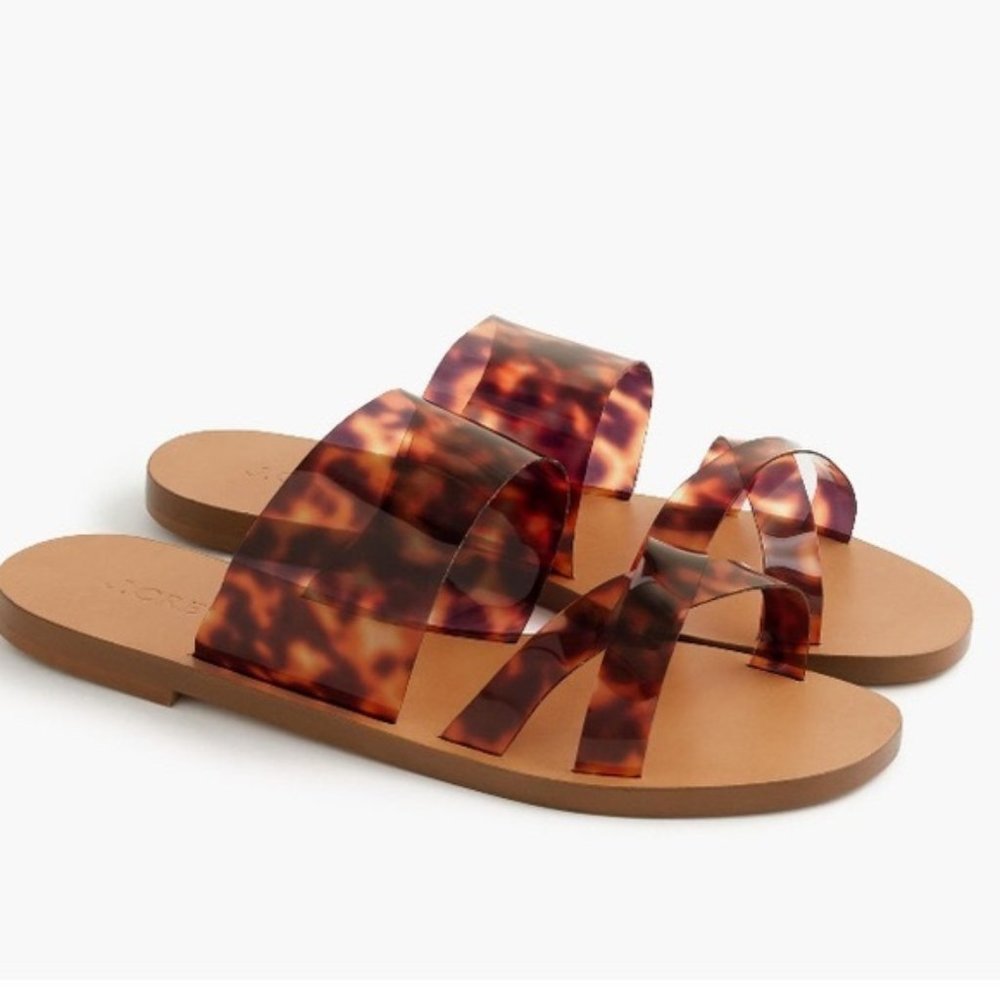 J. Crew Bali Clear Tortoise Slide Sandals
